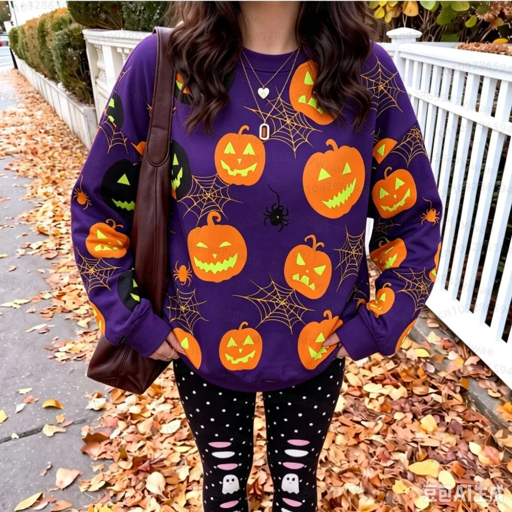 26 Women Winterhalloween Pumpkin Head Bat Funny Hoodie Men Women O Neck 3d Printed Long Sleeve Pullover Sweatshirt Kid Adult Clo