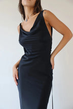 Sexy Women Long Dress Sleeveless Draped Neck Backless Lacing Slim Fit Dress For Party Cocktail Evening Club Street Style S M L