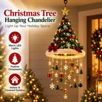 LED Santa Hat Hanging Light Christmas Pendant Lamp with Tassel Bell Star Ornaments Xmas Holiday Party Home Wall Ceiling Decor