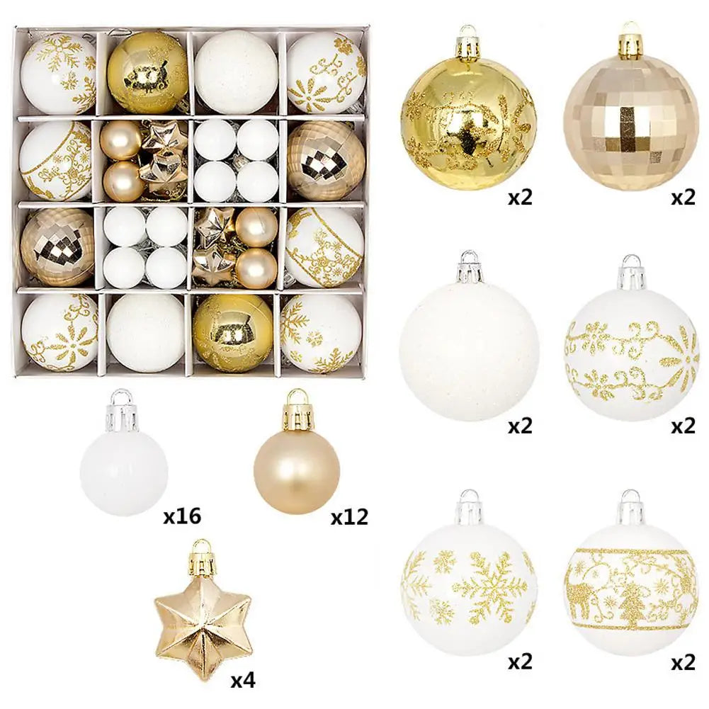 44Pcs 3/6CM Christmas Ball Merry Christmas Tree Topper Decoration for Home Decor Holiday New Year 2026 Navidad Gifts Supplies