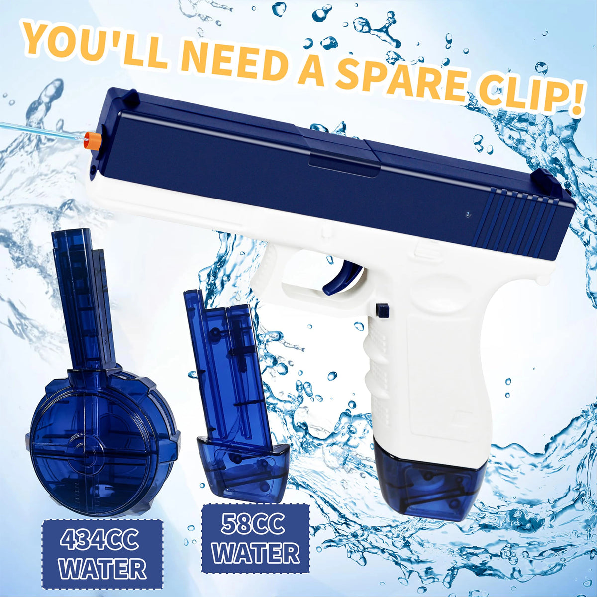 Electric Water Gun Rechargeable Automatic & Manual Spray Gun Capacity Range Up to 32 FT Range for Adults & Kids