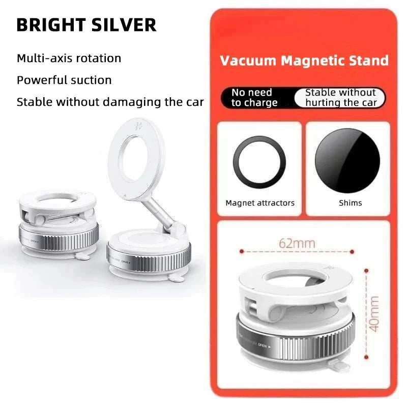 For Magsafe Car Phone Holder Suction Cup Vacuum Magnetic Phone Stand 360° rotatable and Foldable Suction Cup Phone Holder New