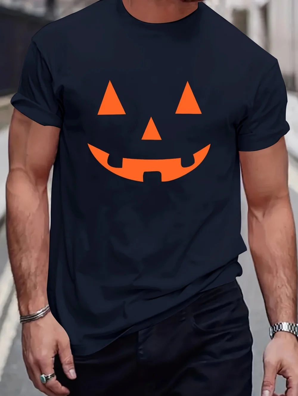 Fun Pumpkin Face Men's T-Shirts Halloween Festival Tops Tees Streetwear Summer T-Shirt Graphic Fashion Daily Wear Men's Clothes