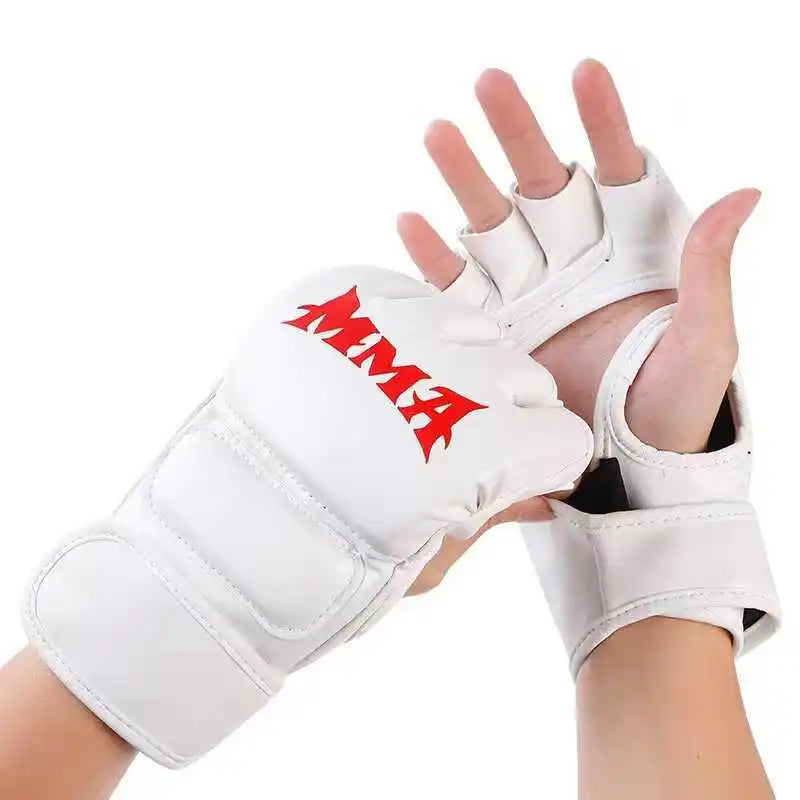 1 Pair of Pu Boxing Gloves Mma Gloves Half Finger Sandbag Taekwondo Muay Thai Gloves Professional Boxing Training Equipment