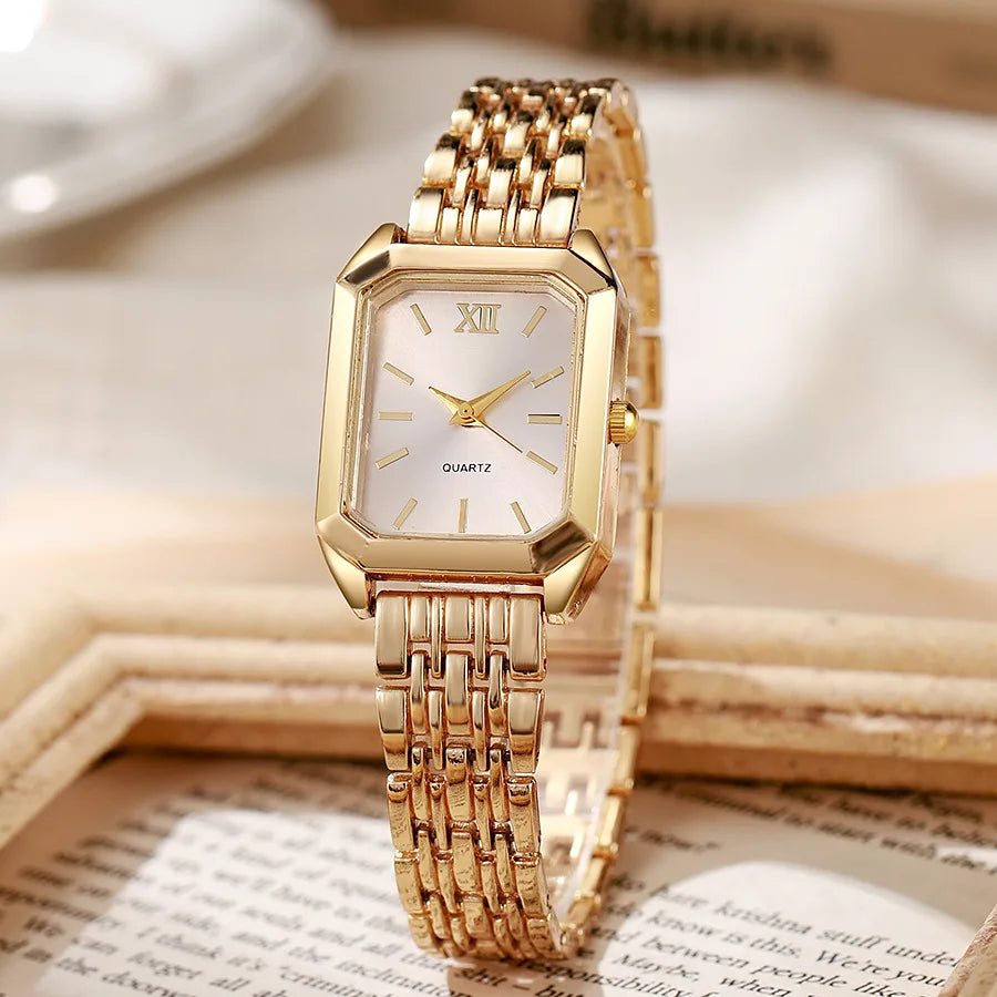 Light luxury steel strip women's watch female student fashionable simple square quartz watch