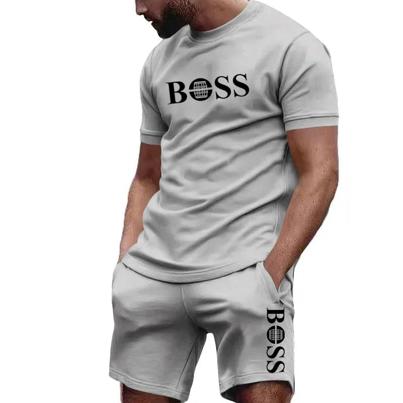 Men's two-piece sportswear short-sleeved T-shirt and pants set running and fitness sportswear summer 2025 big discount