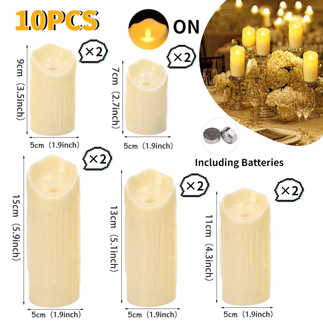 200-10Pcs Flameless Candles Wedding Decor Simulate Dripping LED Candles Flickering Flameless Candles Concert Atmosphere Candles
