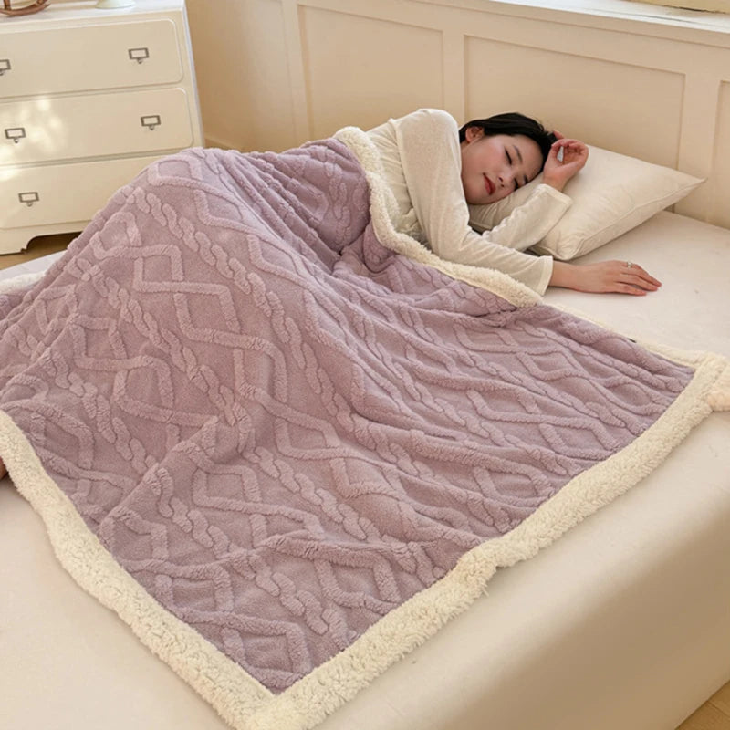 New Taffeta Fleece Hooded Blanket Warm Sherpa Lined Blankets with Giant Pocket Solid Color Skin-Friendly Office Nap Plush Cloak