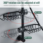 Adjustable Aluminum Bathroom Shower Shelf Rack – Wall Mount Basket for Shampoo, Soap and Towel Storage, Kitchen Sink Rag Holder