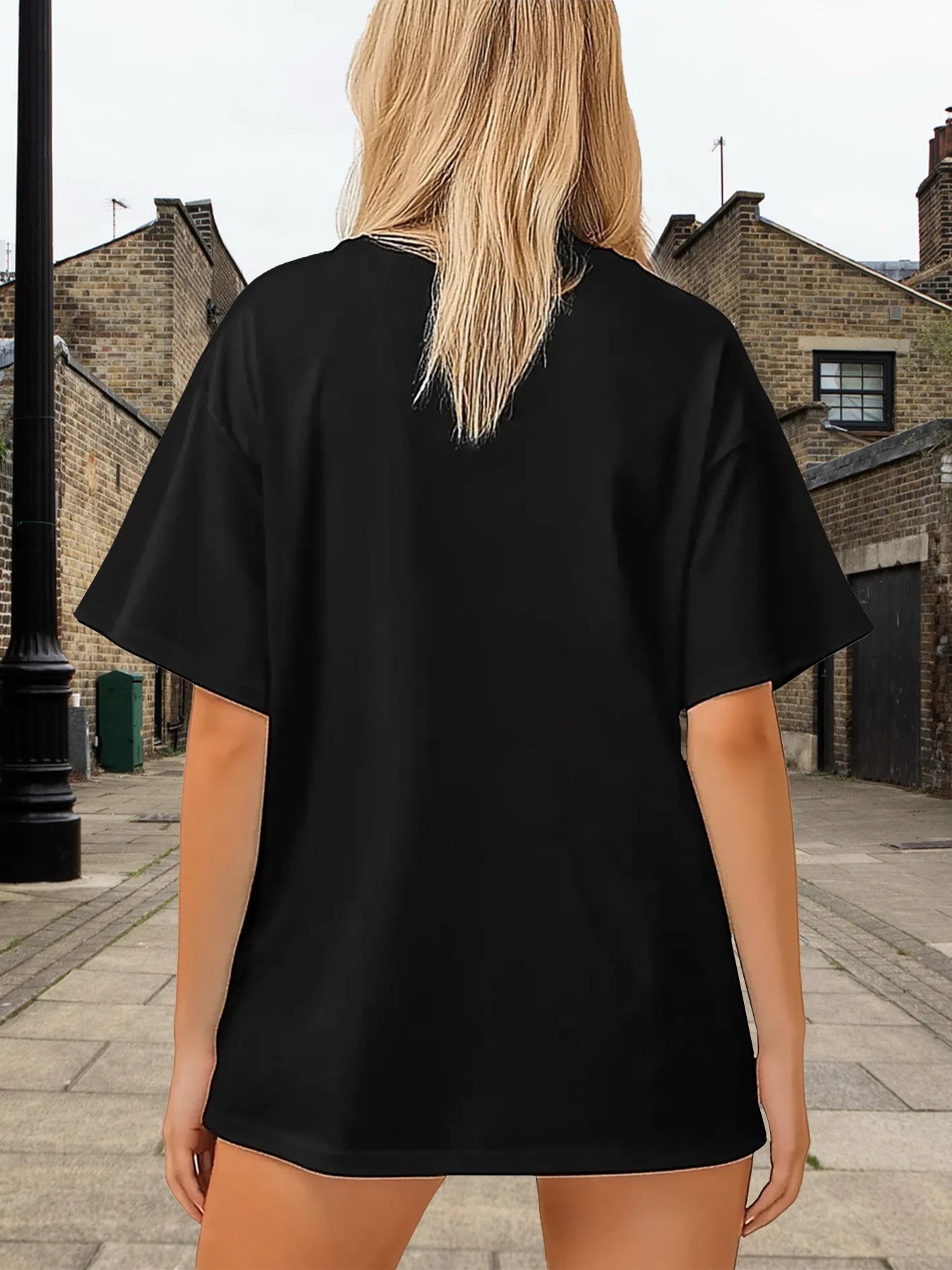 Women's Casual Strawberry Print T-Shirt - Black with Pink & Red Design Round Neck Short Sleeve Elastic Hem All-Season Comfort