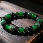 Fashionable 8mm Green Beaded Bracelet - Handmade Elastic Rope Bracelet - The Best Gift to Give