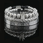 Luxury Set Crown Charms Man Bracelet Roman Stainless Steel Women Bangles Hand Jewelry Valentine's Day Gift