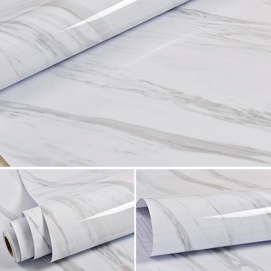 Marble Sticker Kitchen Oil-Proof Film Stove Waterproof Moisture-Proof Self-Adhesive Wallpaper Countertop Cabinet Renovation Tile