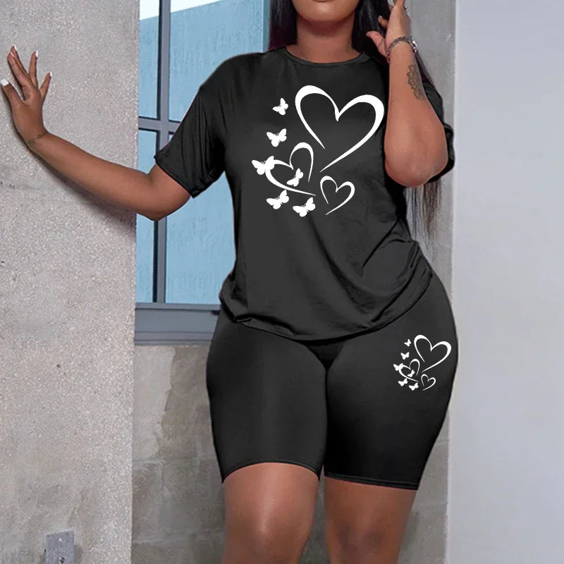 Sport Fashion T-shirt+Shorts 2 Piece Sets 2026 New Summer Women's Outfits Vacation Casual Short Suits Jogging Lady Clothing