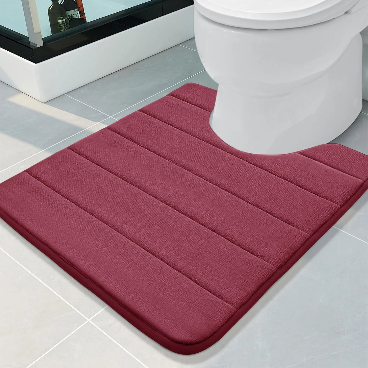 U-Shaped Toilet Mat Bathroom Mat Bathroom Carpet Bathroom Carpet Memory Foam/Chenille Bath Mat Anti-Skid Super Absorbent