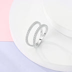 Original 925 Silver Sparkling Zircon Ring Stackable Classic Shine Stone Round Rings For Women Wedding Anniversary Jewelry Gift