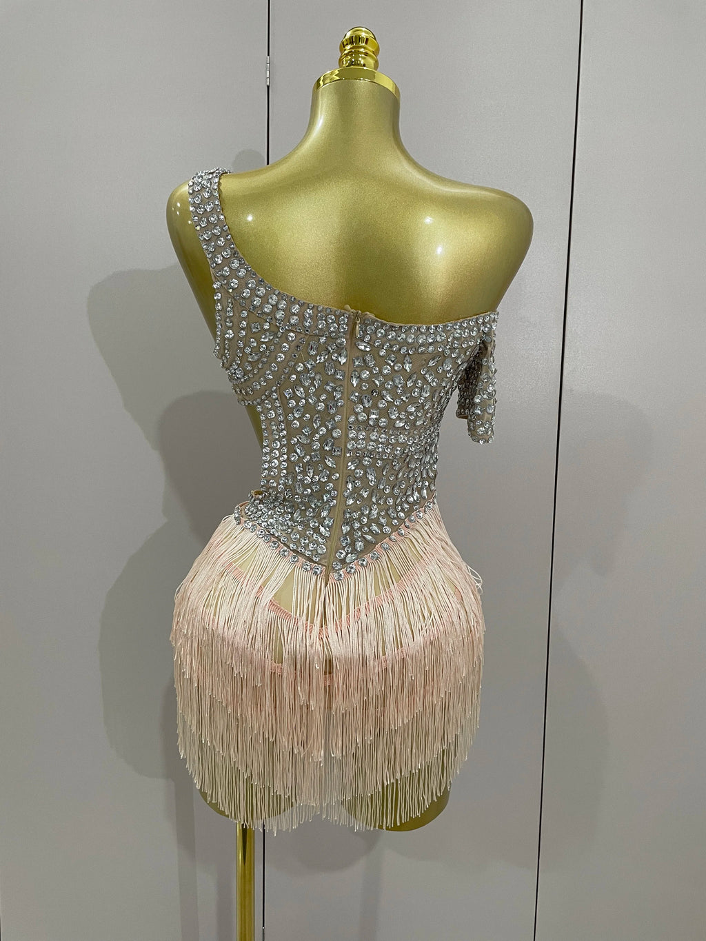 Luxury Sparkly Rhinestones Sexy Mesh Tassels Bodysuit Gloves Women Eveing Birthday Party Nightclub Performance Stage Costume