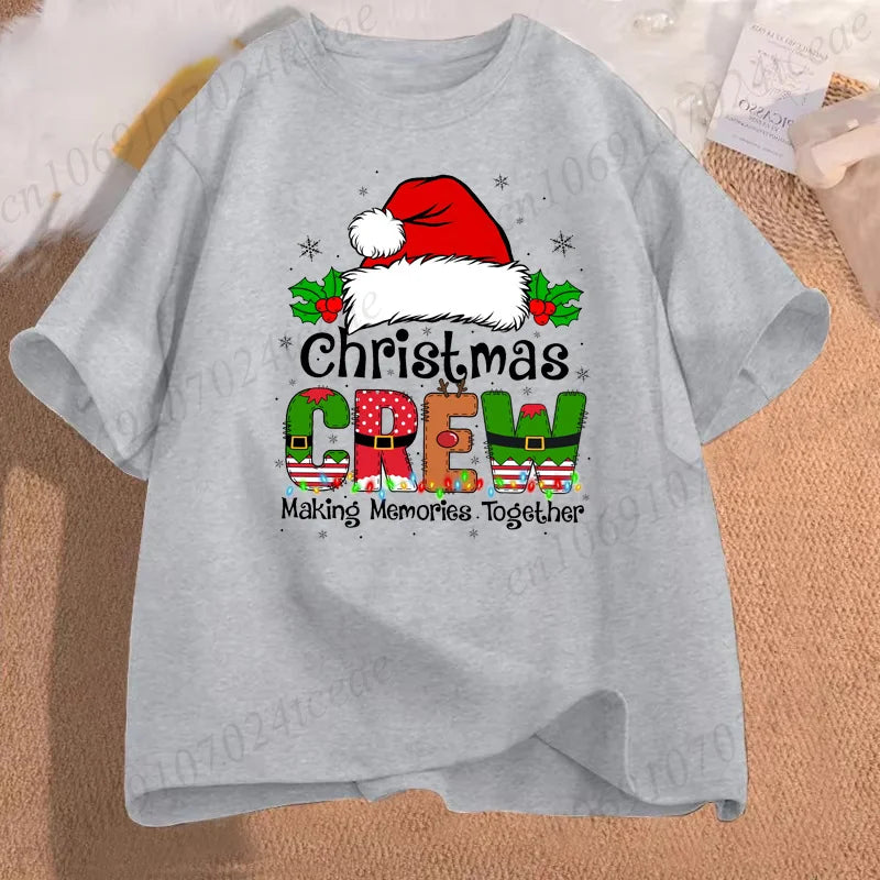 Christmas Crew 2026 Graphic Men's Women T-Shirts Santa Reindeer Matching Family T Shirt Shirt Short Sleeve Tops Holiday Tops