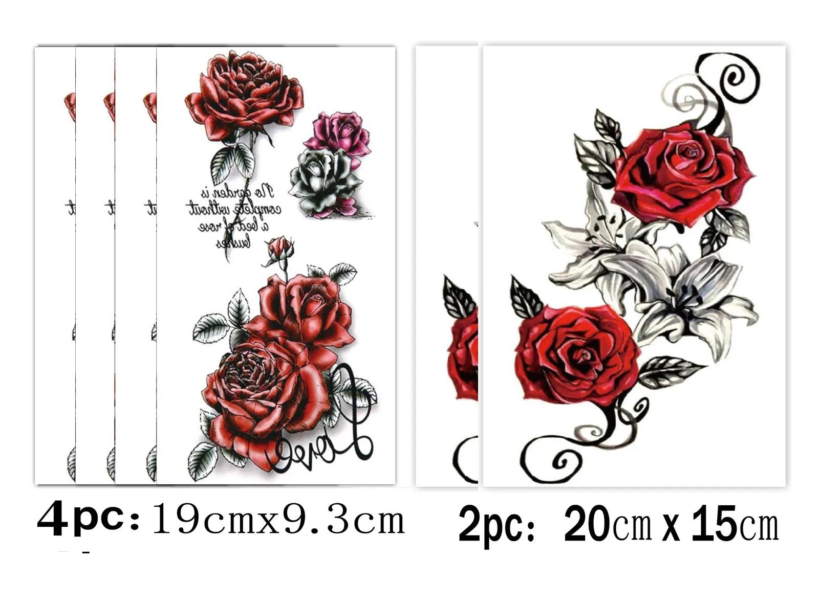 6pcs Red Temporary Rose Flower Arm & Leg Tattoo Stickers, Sexy Stripper Chest & Thigh Design, Waterproof, Perfect For Women