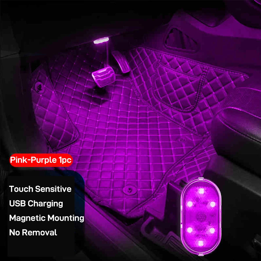 INEYES Car LED Lights Interior Wireless Interior Car Lights Portable USB Rechargeable Car Interior Led Night Light for Car Decor