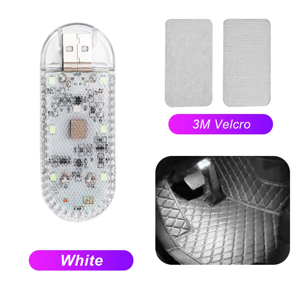1pc Car LED Light Interior Lighting Atmosphere Lamp for Armrest Box Trunk Switch Touch Control Wireless Mini LED Foot Lights