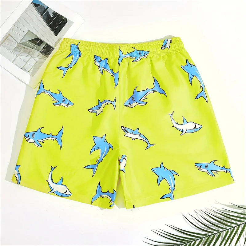 New 3d Printed Shark Beach Shorts For Men Cartoon Animal Graphic Swimming Trunks Kids Summer Quick Dry Hawaiian Board Shorts