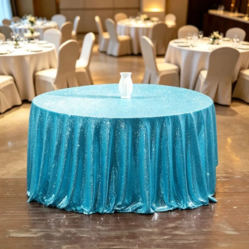Shiny Sequin Round Tablecloth Sparkly Fabric Table Cover Wedding Banquet Party Decor Multi Round Sizes Available