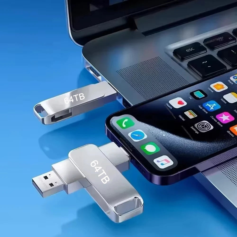 64TB USB 3.2 Flash Drives U Disk 2TB High Speed Metal Pendrive WaterProof Type-C Memoria USB Stick USB Drives 8TB 2TB 1TB