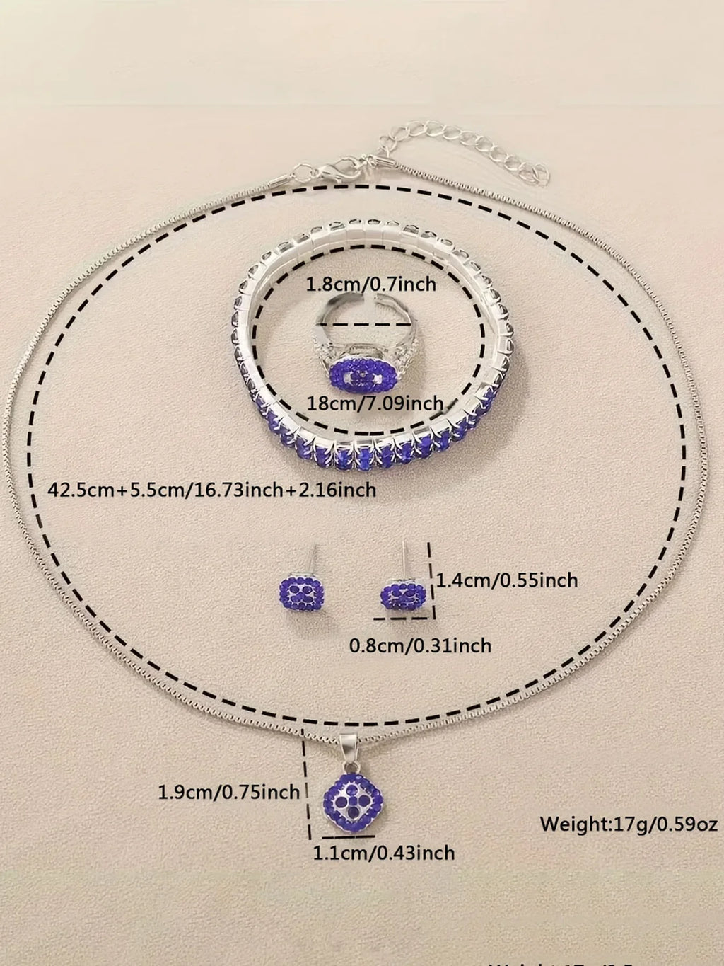 6pcs Luxurious diamond-studded bracelet watch set for women, featuring a quartz wristwatch with five exquisite pieces.