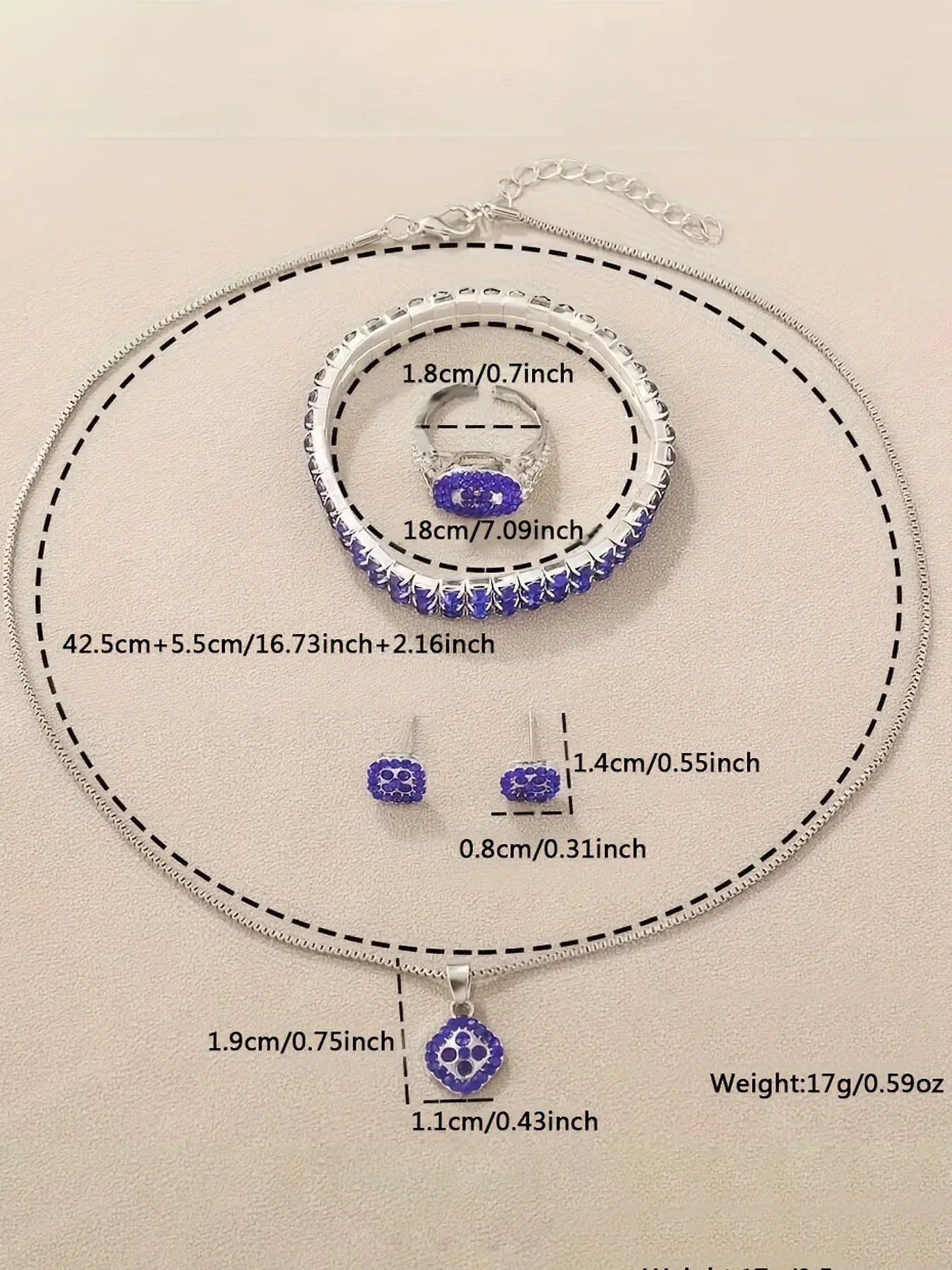 6pcs Luxurious diamond-studded bracelet watch set for women, featuring a quartz wristwatch with five exquisite pieces.
