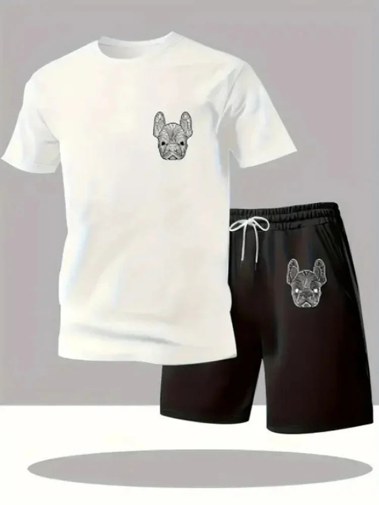 Summer Men's Quick Drying Casual Short Sleeved T-shirt and Shorts Set, Urban Street Fashion Running Sports Two-piece Set
