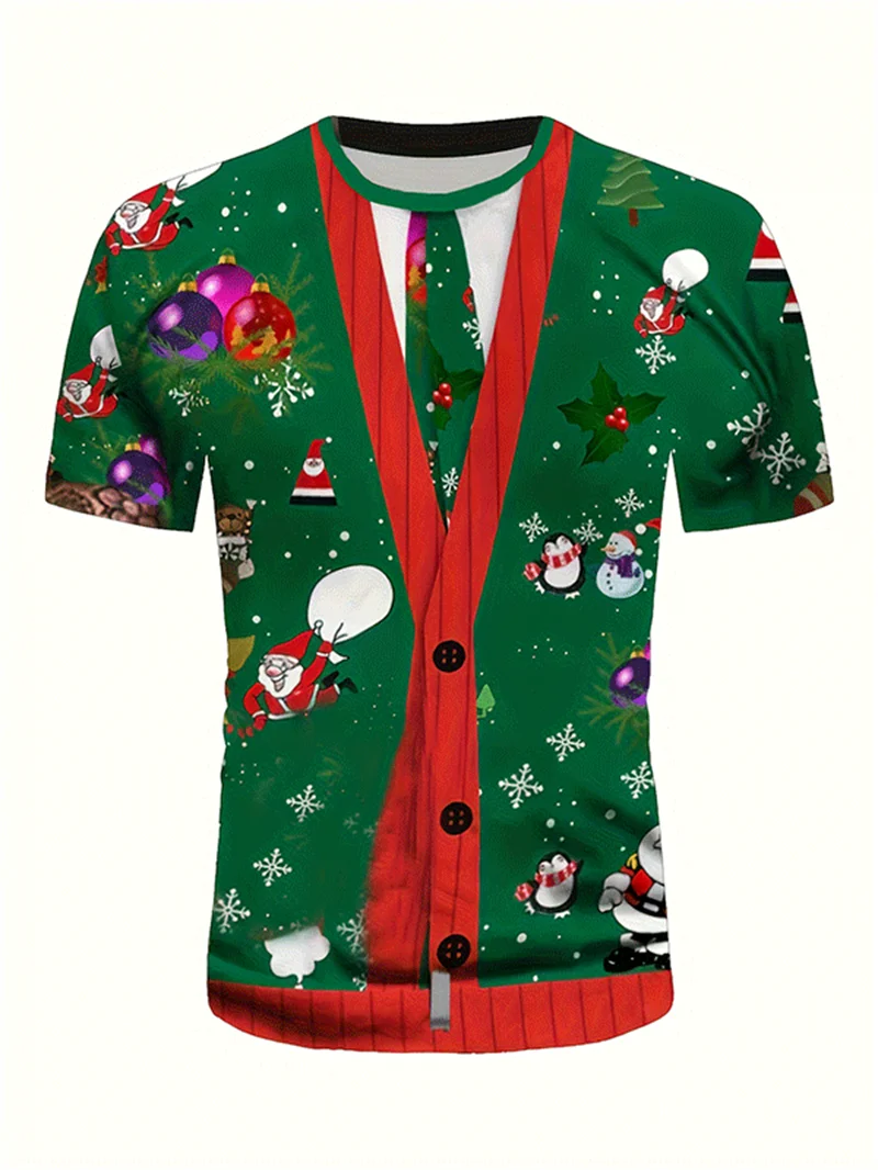 Fashion 3D Merry Christmas Printed T Shirt Happy Santa Claus Xmas Christmas Trees Graphic Tee Shirts Kid Funny Short Sleeves Top