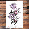 Watercolor Rose Flower Temporary Tattoo For Women Kids Girls Cherry Fake Tattoos Sticker Sexy Lotus Henna Waterproof Tatoo Waist