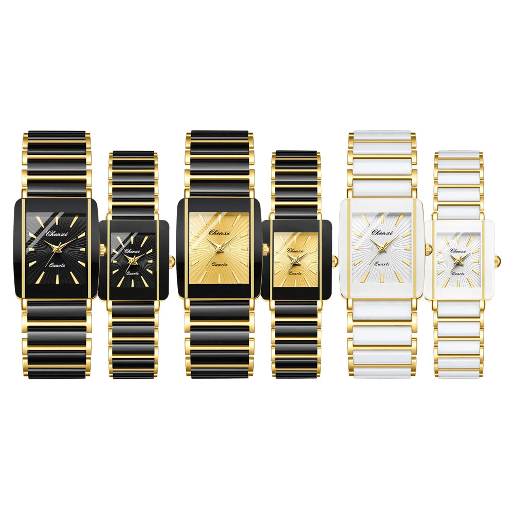 CHENXI Fashion Luxury Couple Watches Top Brand Men Women Quartz Wristwatch Lover Waterproof Stainless Steel Valentine Gift