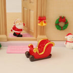 4pcs Santa Claus Sled Resin Small Ornaments Home Decoration Dolls Office Desktop DIY Model Accessories Children's Christmas Gift