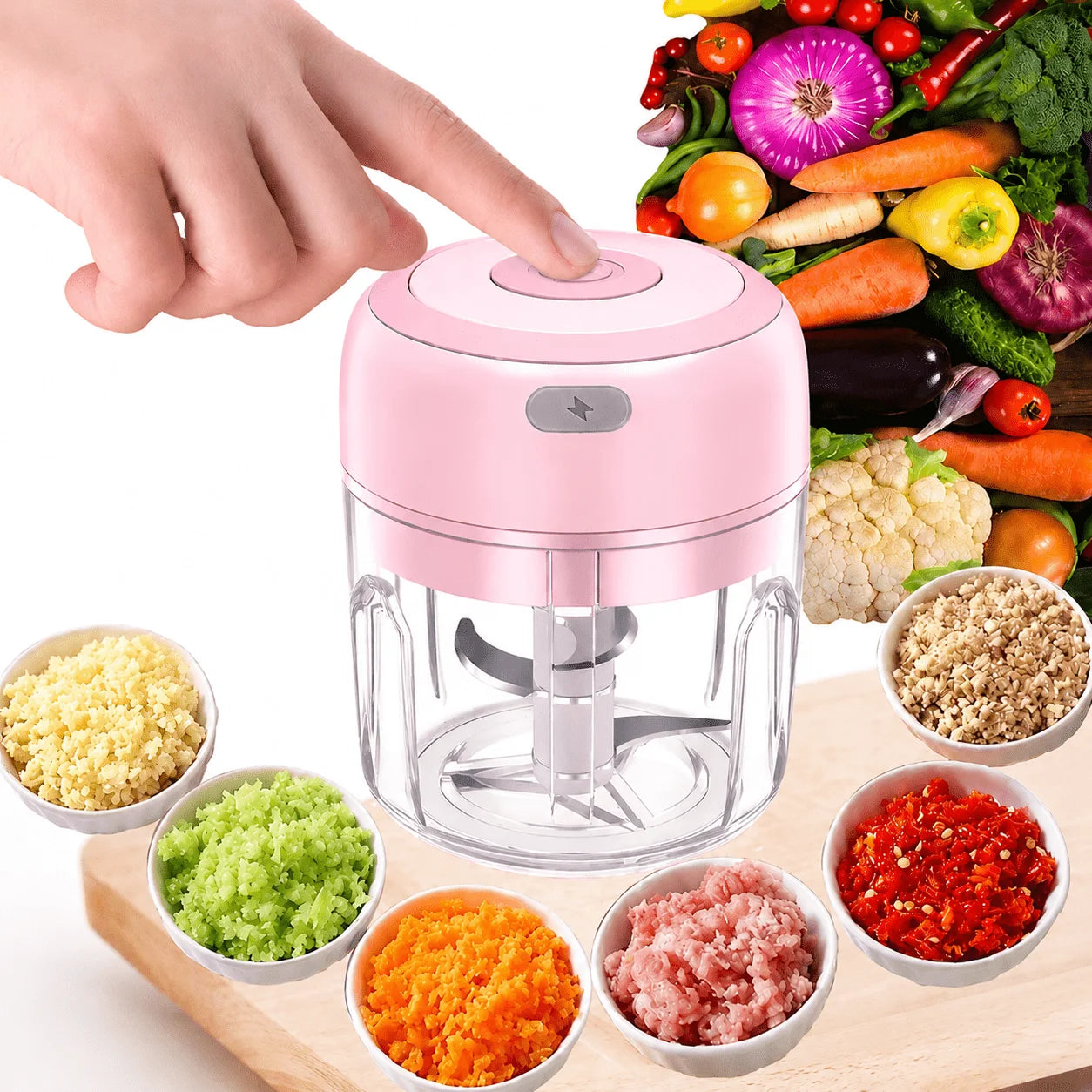 Electric Garlic Crusher, Portable Mini Food Chopper (with Meat Chopping Blade), Vegetable Chopper, Small Food Processor, Suitable for Garlic Paste, Mashed Food, Onions, Herbs, Vegetables, Ginger, Juice Mixer, and Kitchen Toma