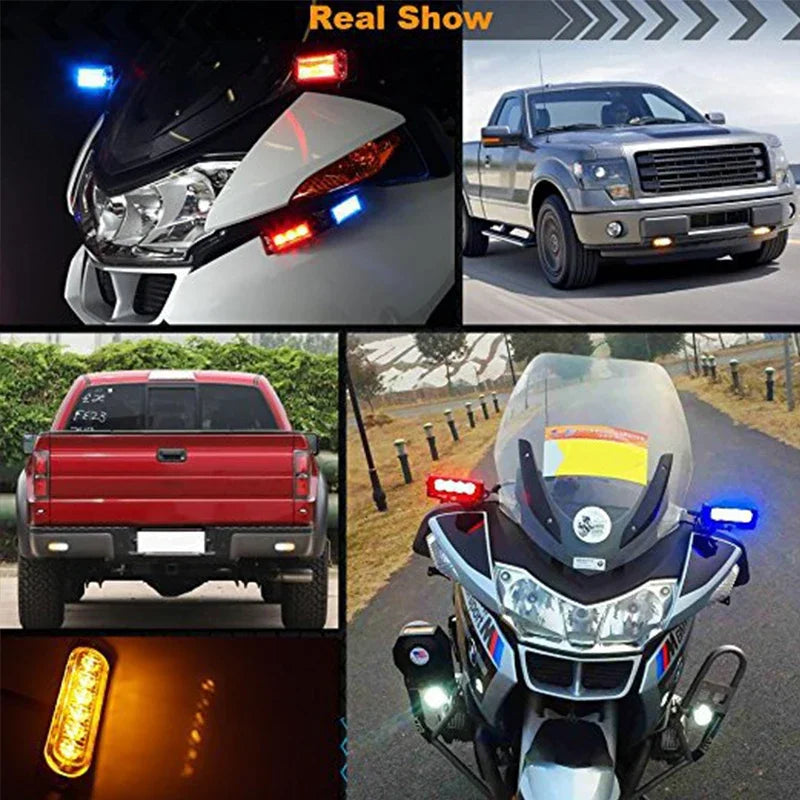 12V LED Strobe Light Strip for Car Motorcycle Hot-selling Cars License LED Medium Grid Flash Strips Auto Exterior Accessories