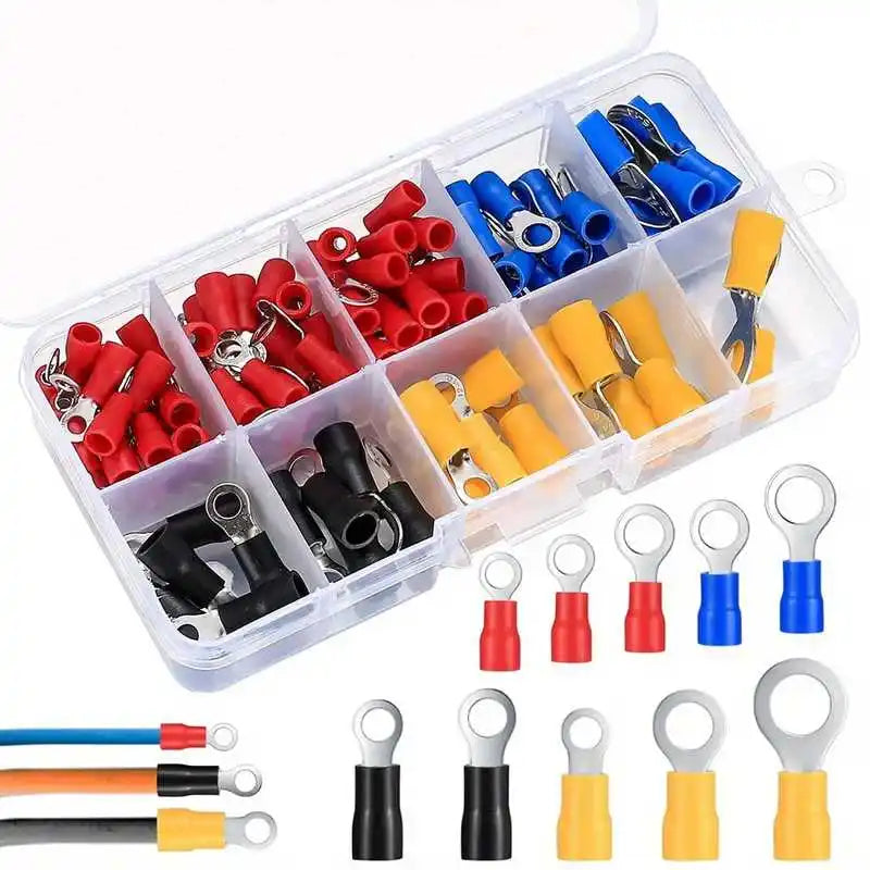 105PCS Ratchet Crimping Pliers Set, Insulated Round Wire Terminals, Electrical Wire Crimping Tool Kit