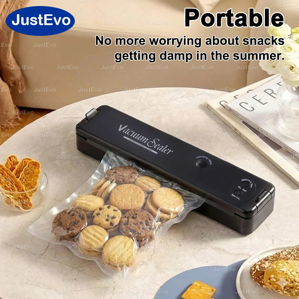JustEvo Food Vacuum Sealer Machine Portable Automatic Food Saver Includes 10 Bags US Plug Kitchen Mini Packaging Appliance Seal in Seconds