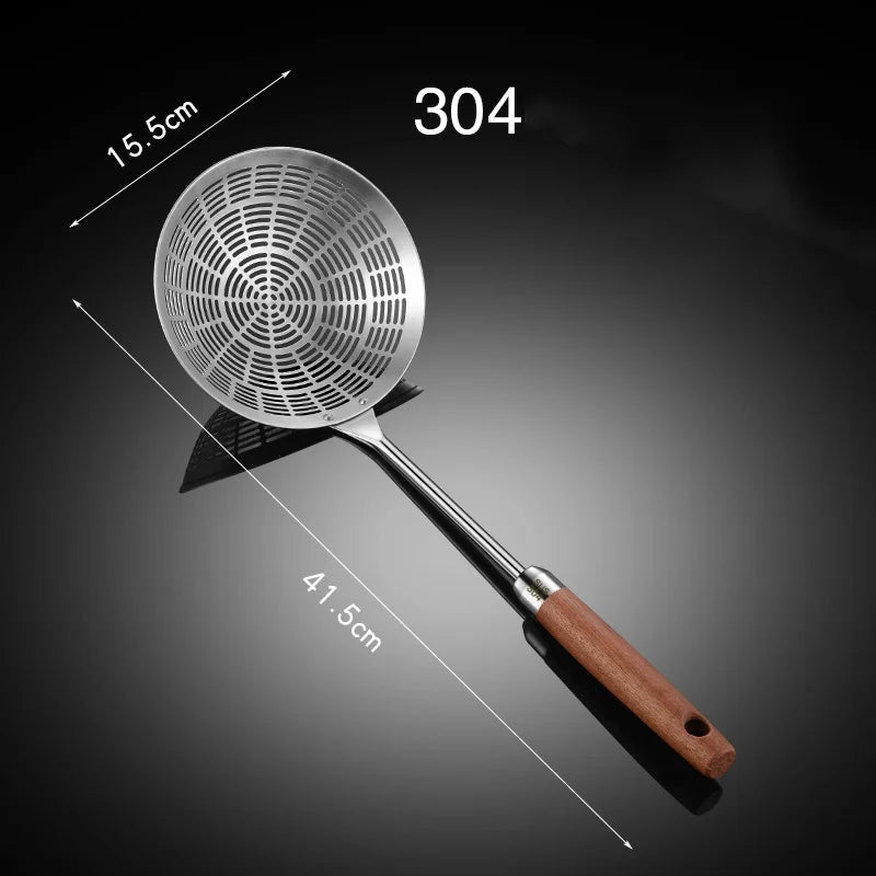 3 Sizes Round 304 Stainless Steel Strainer with Long Handle Kitchen Sieves Scoop Hot Pot Oil Filter Colander Cooking Tools