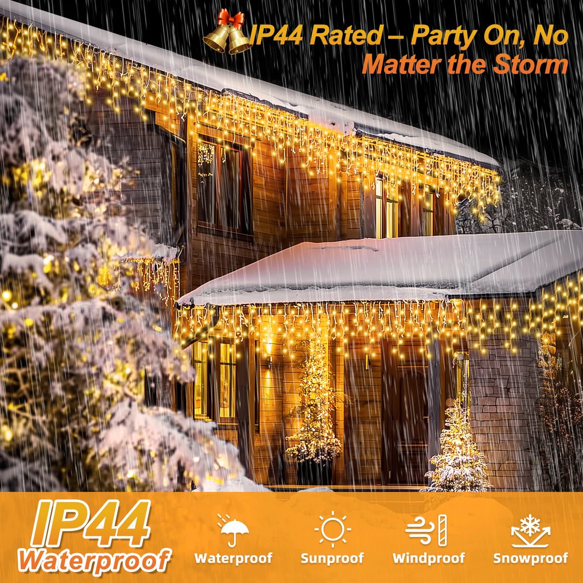 1000 LED Christmas Icicle Lights 98Ft, 8 Modes Connectable Waterproof Outdoor Icicle String Lights with 20 Cable Ties for Roof Gutters Eaves Patio Garden Holiday Decor, Warm White