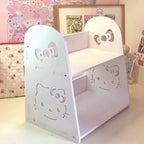 Hello Kitty 2-Tier Desktop Storage Shelf, Kawaii White Desk Organizer, Cute Makeup Stationery Display Rack for Woman Home Office