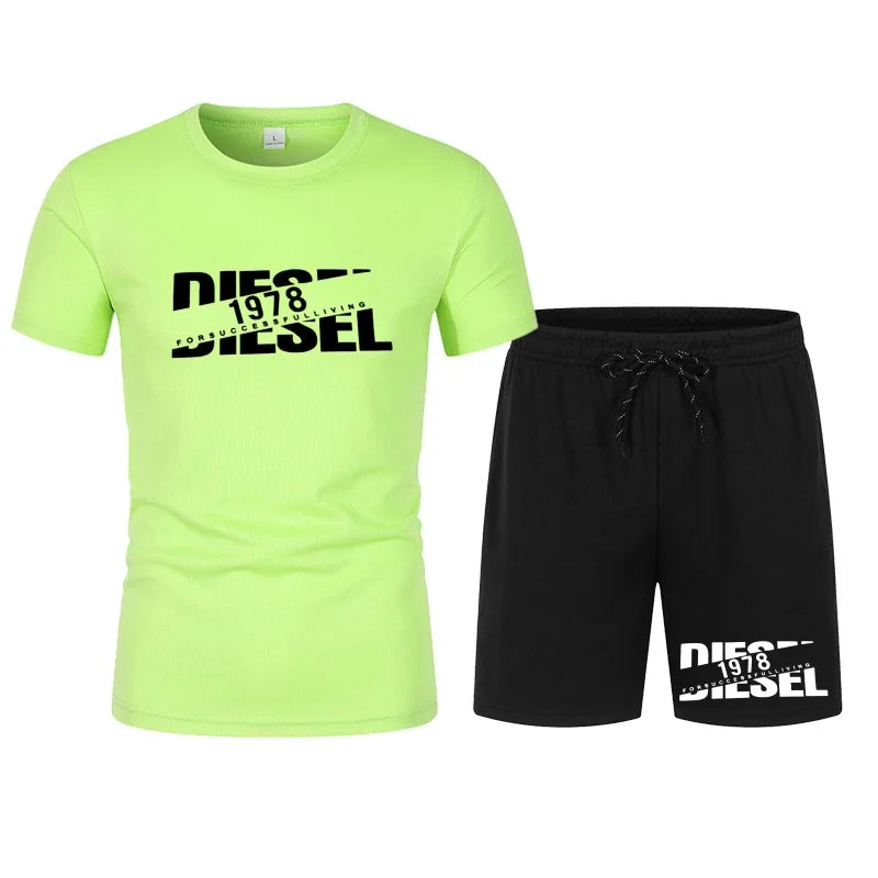 Men's two-piece sports suit round neck T-shirt and pants, basketball running sportswear 2026 summer new item