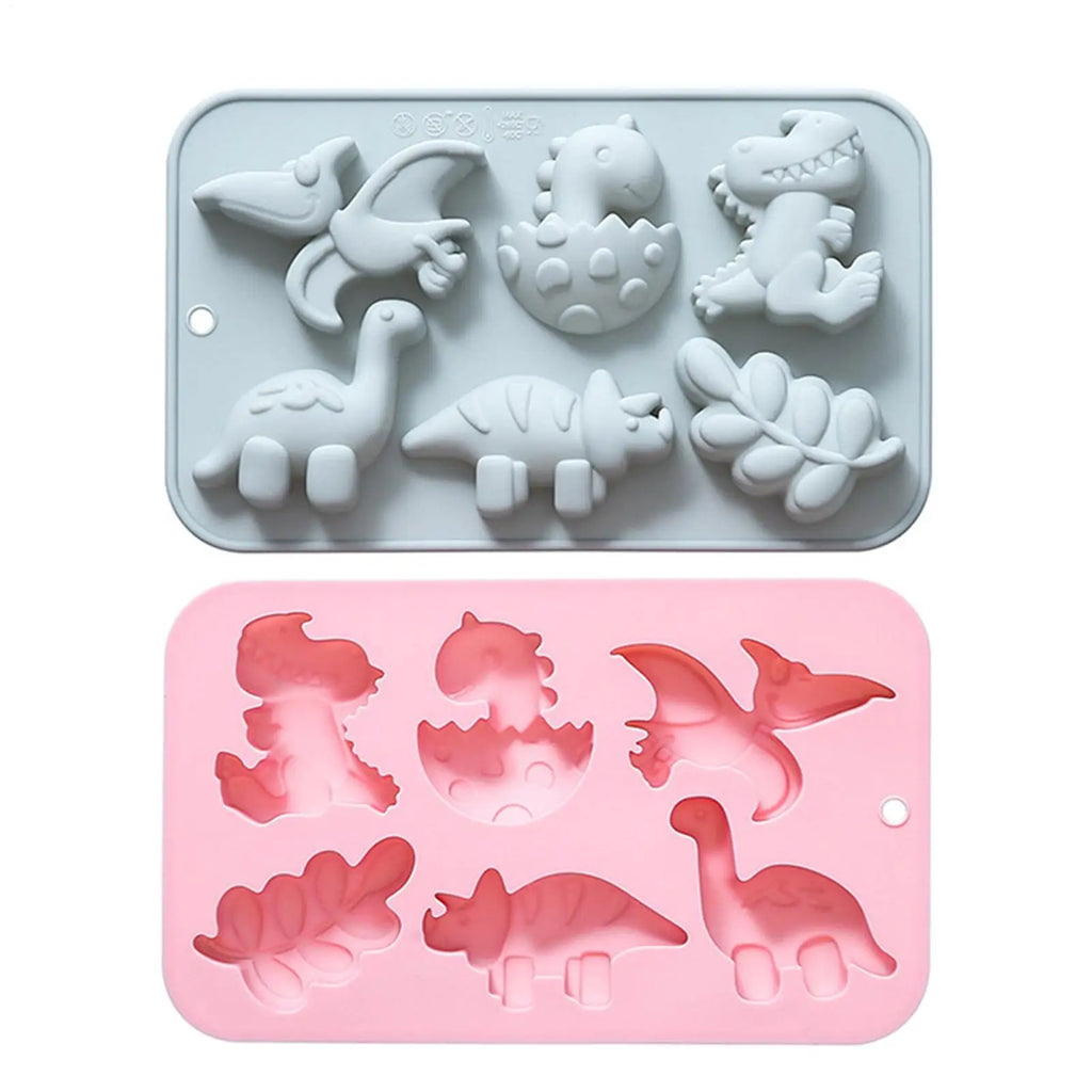 Silicone 6 Cavities Dinosaur Jello Molds for Chocolate Dinosaur Soap Molds for Baking Dessert Cupcake Topper Cake Decoration