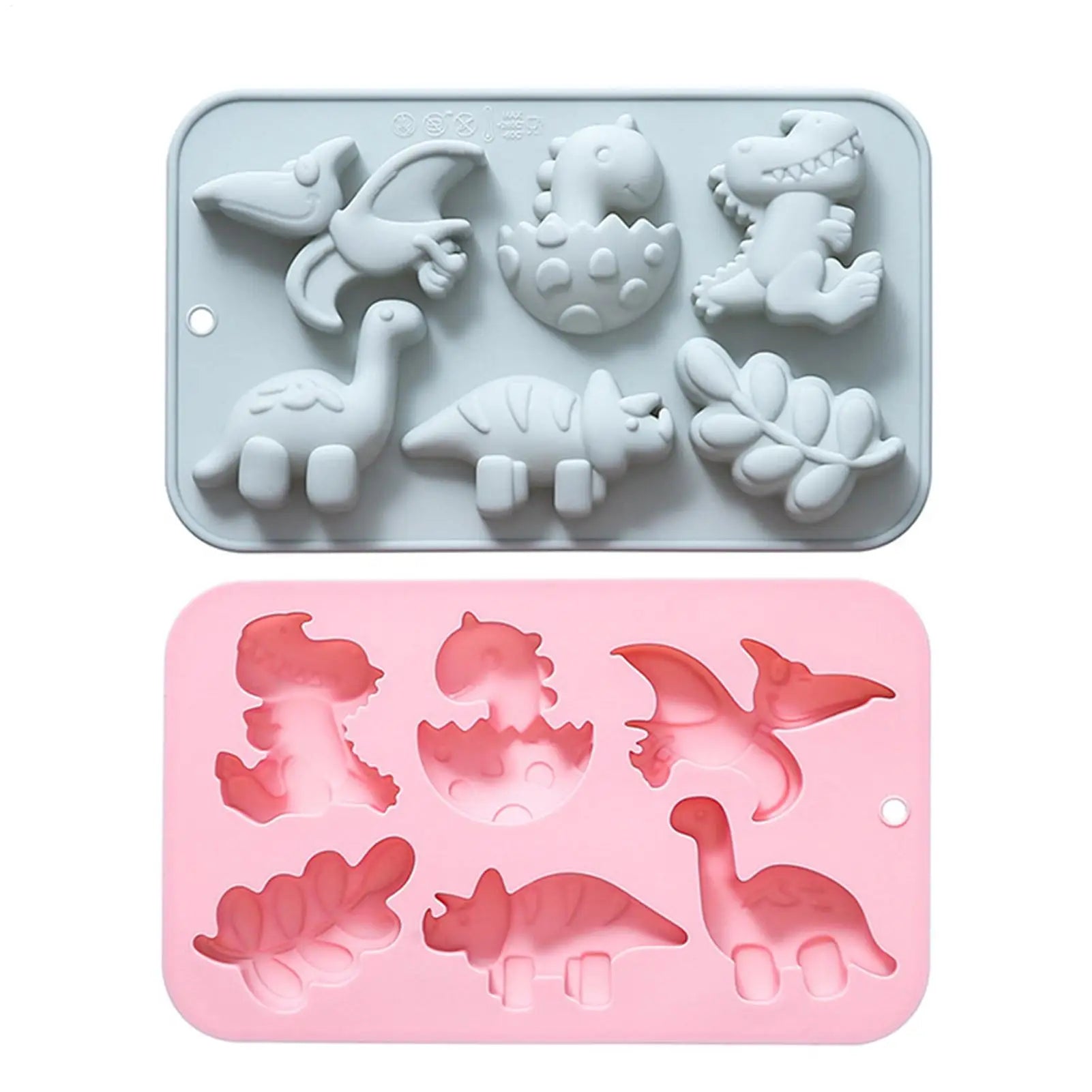 Silicone 6 Cavities Dinosaur Jello Molds for Chocolate Dinosaur Soap Molds for Baking Dessert Cupcake Topper Cake Decoration