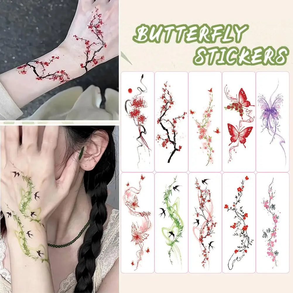 Sexy Flower Arm Temporary Tattoo Sticker Beauty Blue Rose Plum Bossom  Body Leg Waterproof Tatoo Fashion Totem