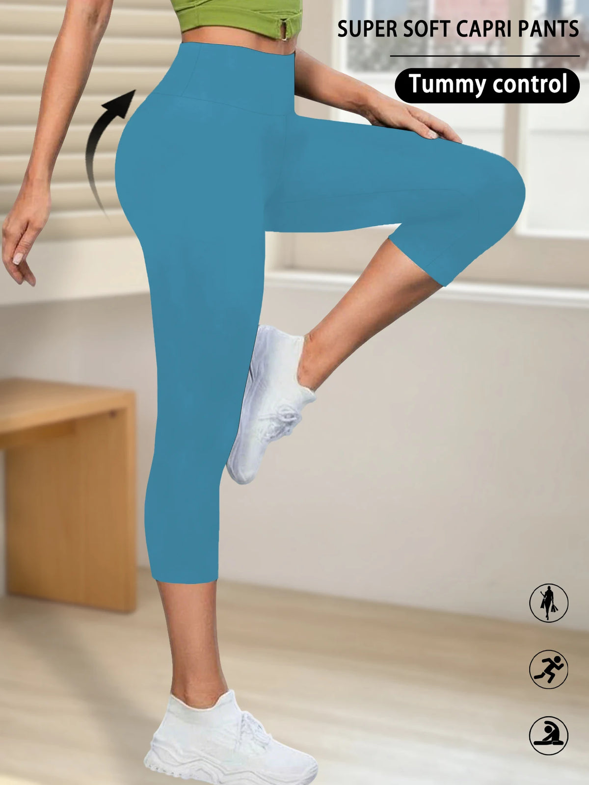 High Waisted Yoga Pants for Women Capri Pants Super Soft No See Through Workout Running Home Lounge Leggings