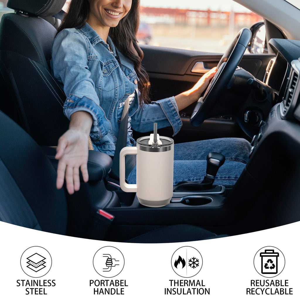 WATERSY 20oz/30oz/40oz Tumbler with Handle & Straw Large Capacity Insulated Cup, 304 Stainless Steel Vacuum Thermal Mug