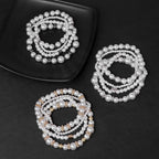 4 Pcs/Set White Pearl Bracelet Set Multilayer Gold Color Beads Bracelet For Women Trendy Imitation Pearl Bangle Luxury Jewelry