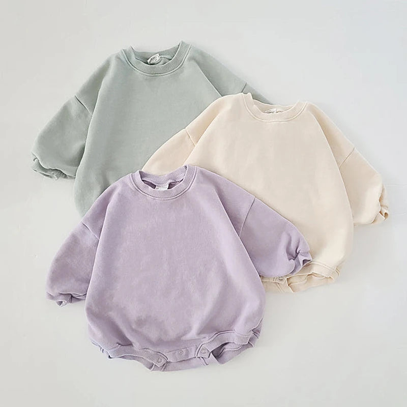 INS 0-24M Newborn Infant Baby Girl Boy Sweatshirt Romper Toddler Long Sleeve Basic Cotton Oversize Rompers Baby Clothes Jumpsuit